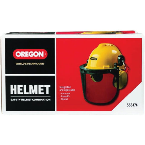 Oregon chainsaw helmet mesh visor flips up for clear view during work breaks