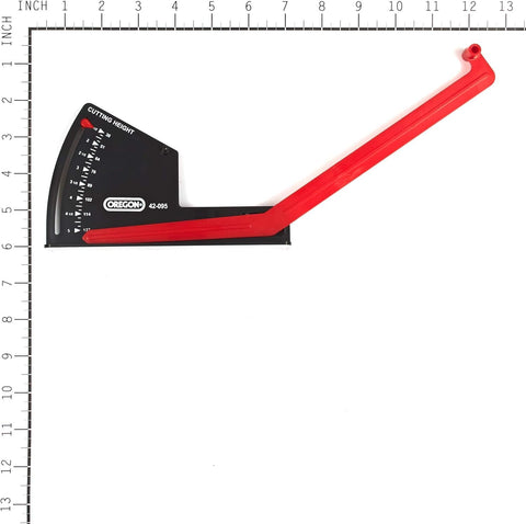 Oregon deck leveling gauge on mower deck enables an even, uniform cut.