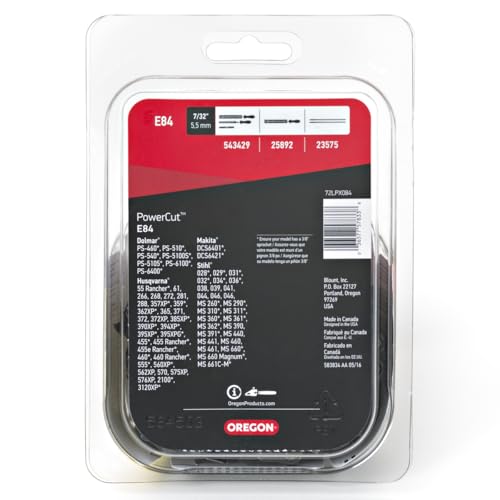 Oregon PowerCut E84 chrome outer layer resists wear for longer life.