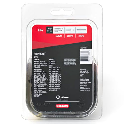 Oregon PowerCut E84 chrome outer layer resists wear for longer life.