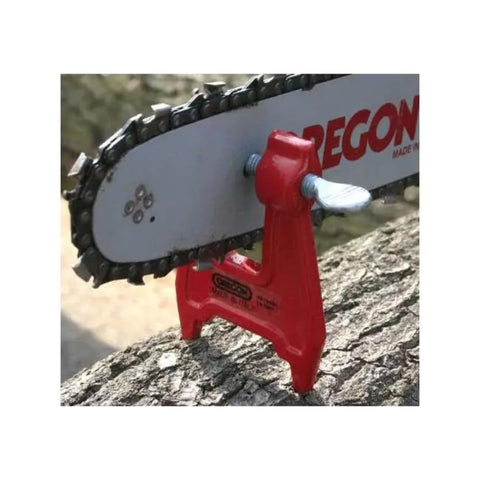 Oregon filing vise bar secure grip on chainsaw bar for safe field maintenance