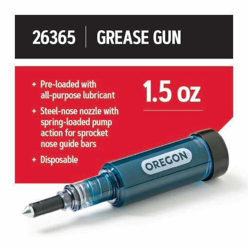 Oregon grease gun offers one-handed operation for easy, controlled application.