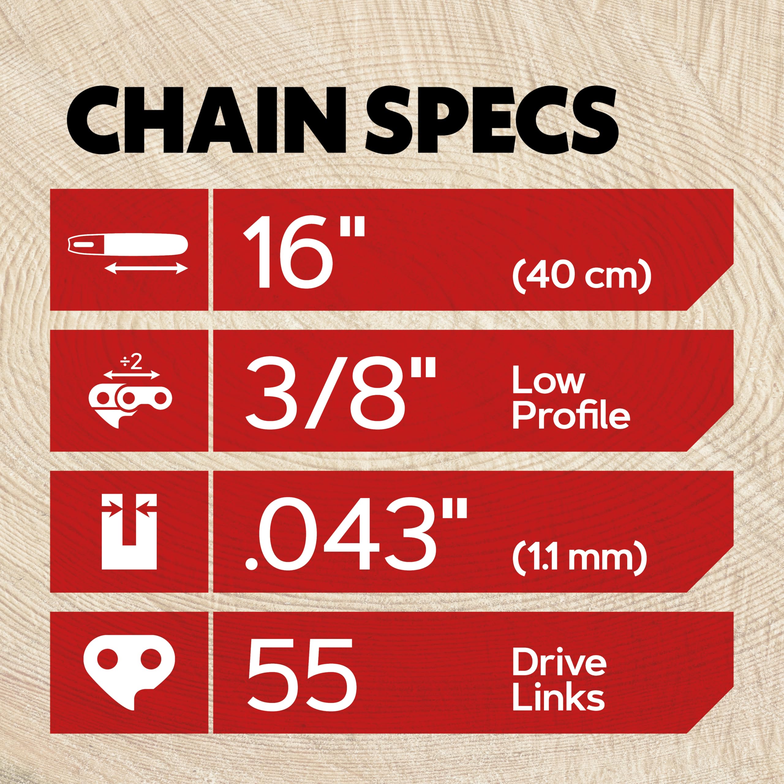 Oregon heat-treated semi-chisel chain emphasizes durable cutting performance.