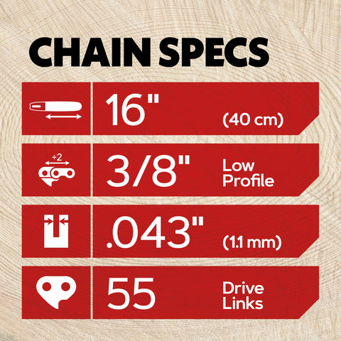 Oregon heat-treated semi-chisel chain emphasizes durable cutting performance.