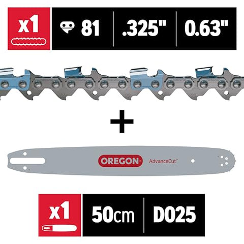 Oregon L81 AdvanceCut chain close-up showing smooth cutting performance.