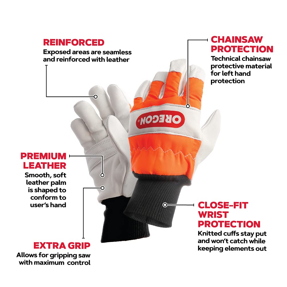 Oregon left-hand protection glove reinforced palm for better control.