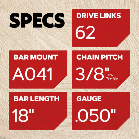 Oregon LubriTec oiling system reduces friction and extends life.