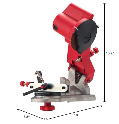 Oregon mini bench grinder in a compact workshop for easy upkeep