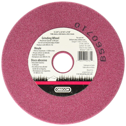 Oregon OR534-316A grinding wheel face, 5-3/4-inch diameter, ideal for bench grinder sharpening.