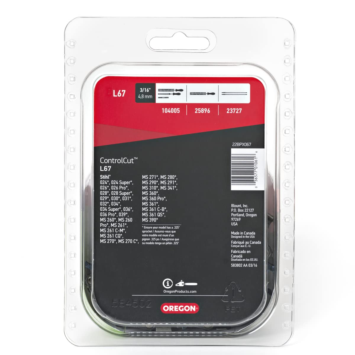 325 pitch and 0.063 gauge for smooth cutting