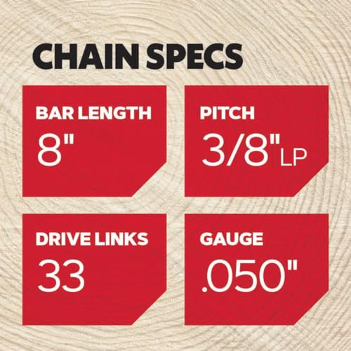 Oregon S33 low kickback design enhances safety during trimming.