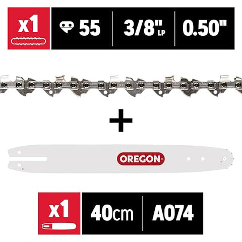 Oregon S55 chain with 55 drive links for dependable replacement.