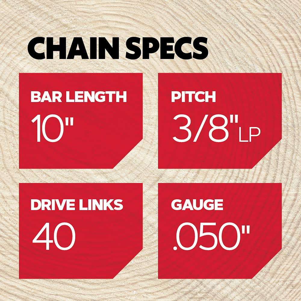 Oregon chain installed on Echo model demonstrates easy compatibility.