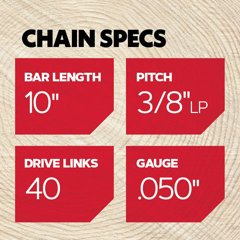 Oregon chain installed on Echo model demonstrates easy compatibility.