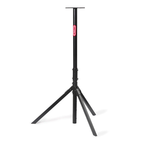 Oregon Tripod Grinder Stand, fully assembled, shows height-adjustable platform for bench grinders.