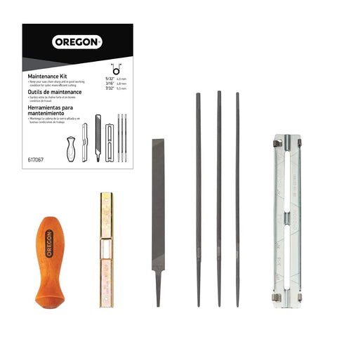 Oregon universal kit round files 5/32, 3/16, 7/32 for precise sharpening.