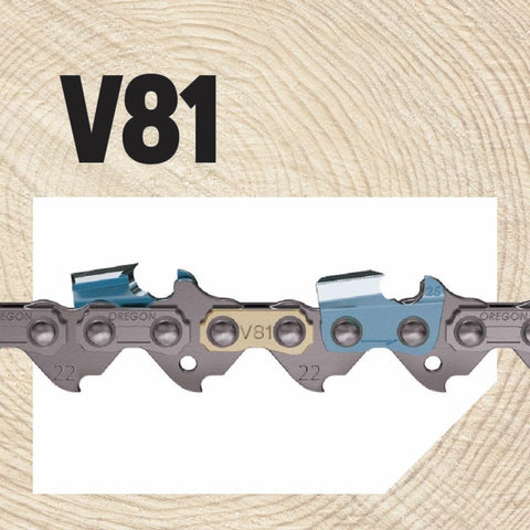 Professional woodcutter using Oregon V81 PowerCut chain on a mid-size saw