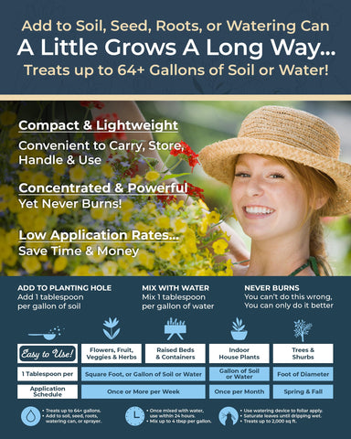 Organic Plant Magic bio-nutrient blend with mycorrhizae enhances soil biology.