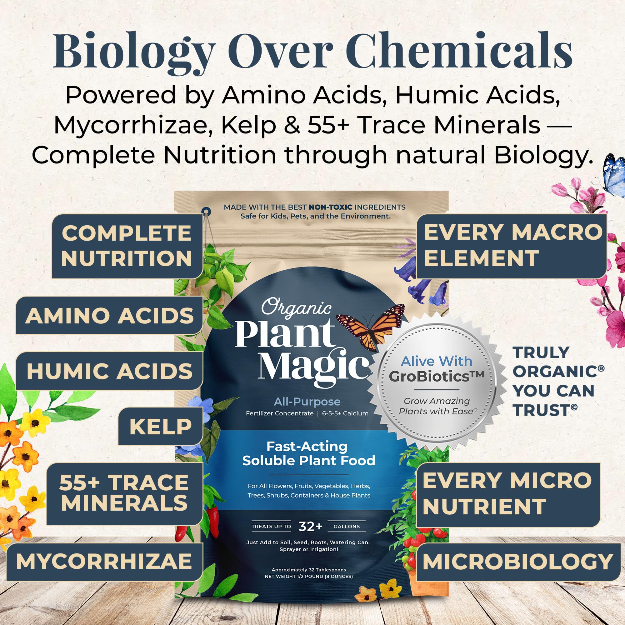 Organic Plant Magic helping fruit trees and garden plants grow strong