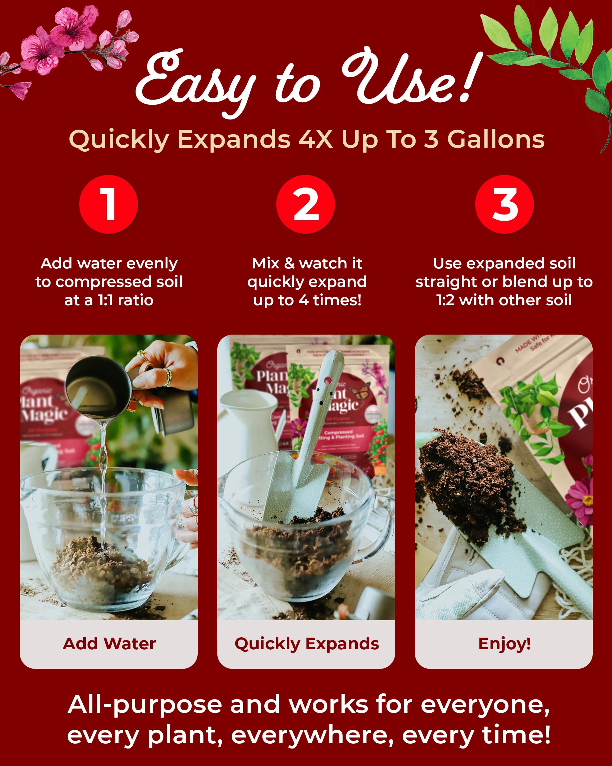 Organic Plant Magic kid and pet safe packaging for family gardens.