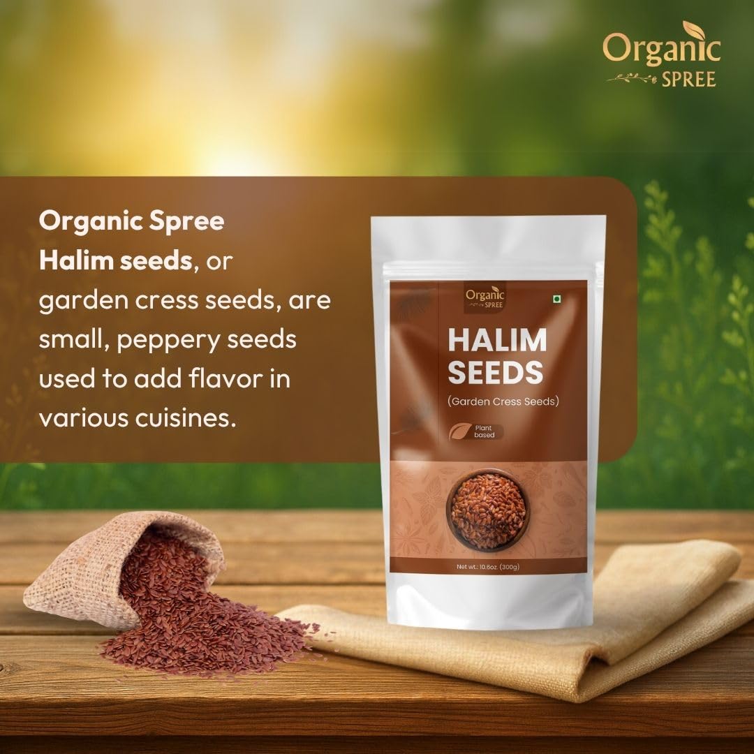 Organic Spree Halim seeds soaking in water for easy preparation.