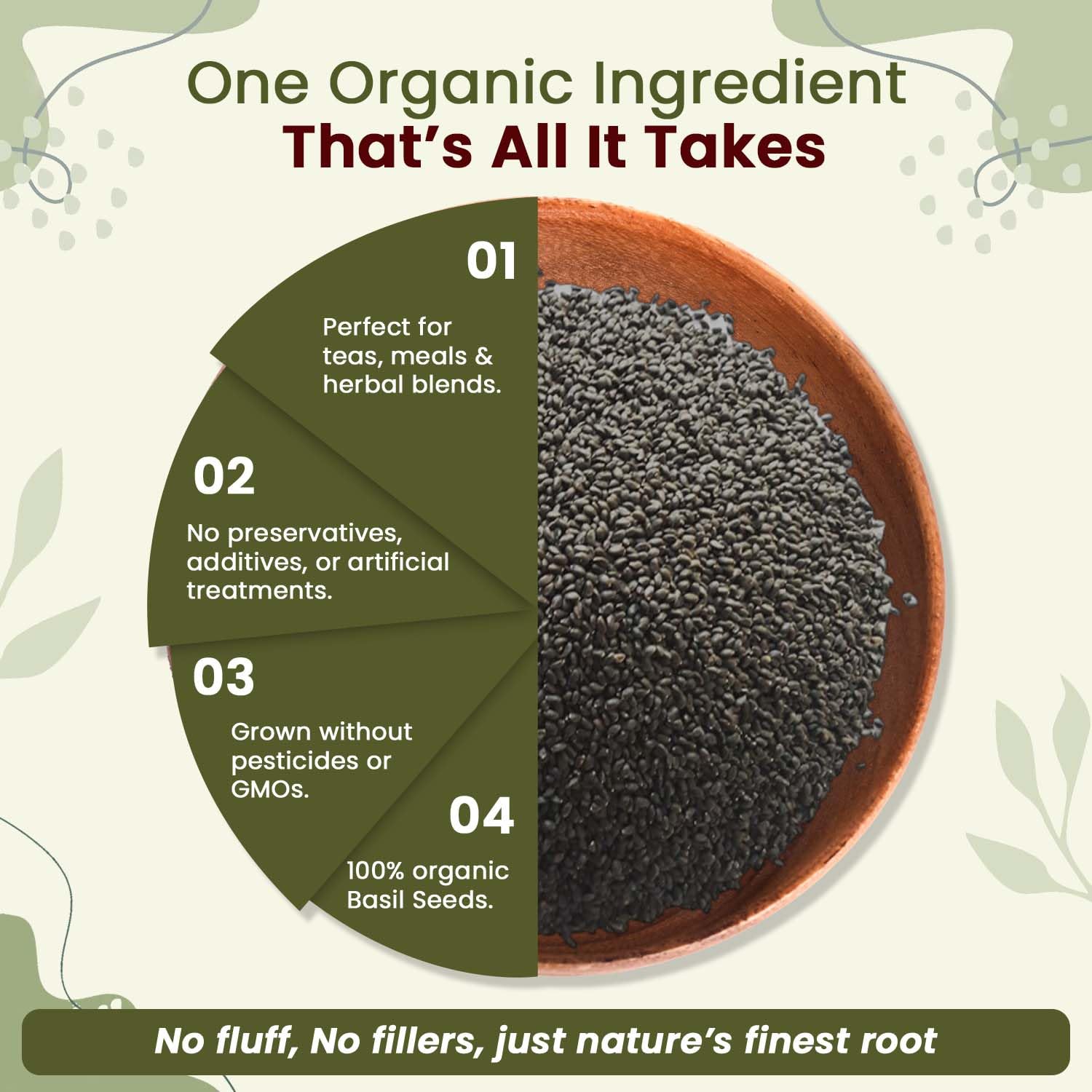 Organic Way sabja seeds highlight vegan and gluten-free use.