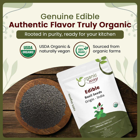 Organic Way sabja seeds paired with yogurt and puddings.