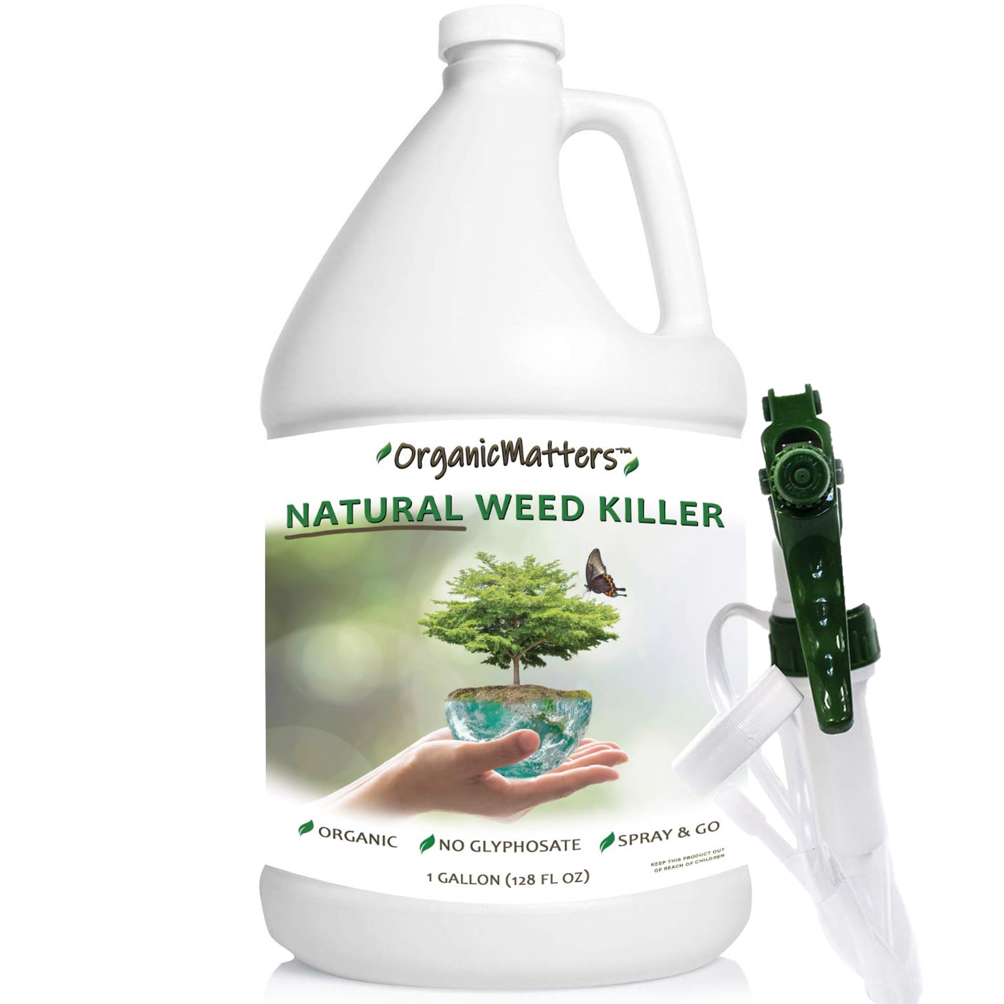 OrganicMatters Natural Weed Killer Spray bottle for easy garden-path application.