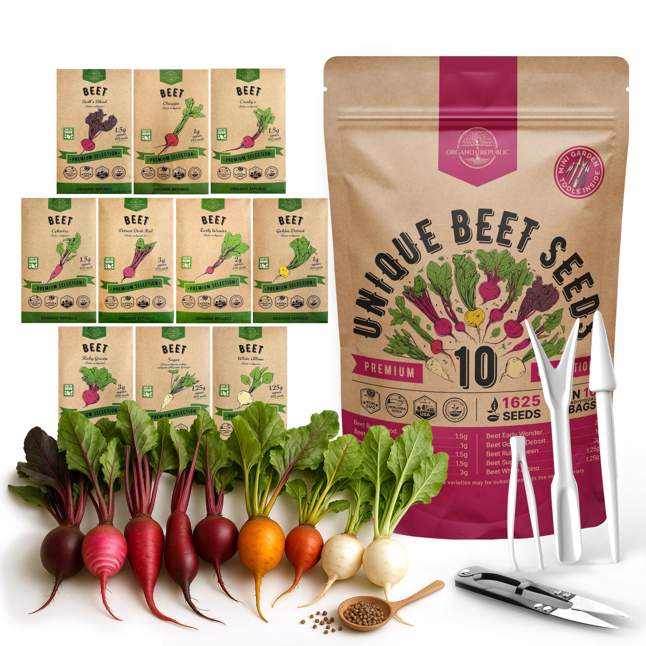 Organo Republic 10-rare beet seeds pack bag enables indoor and outdoor gardening.