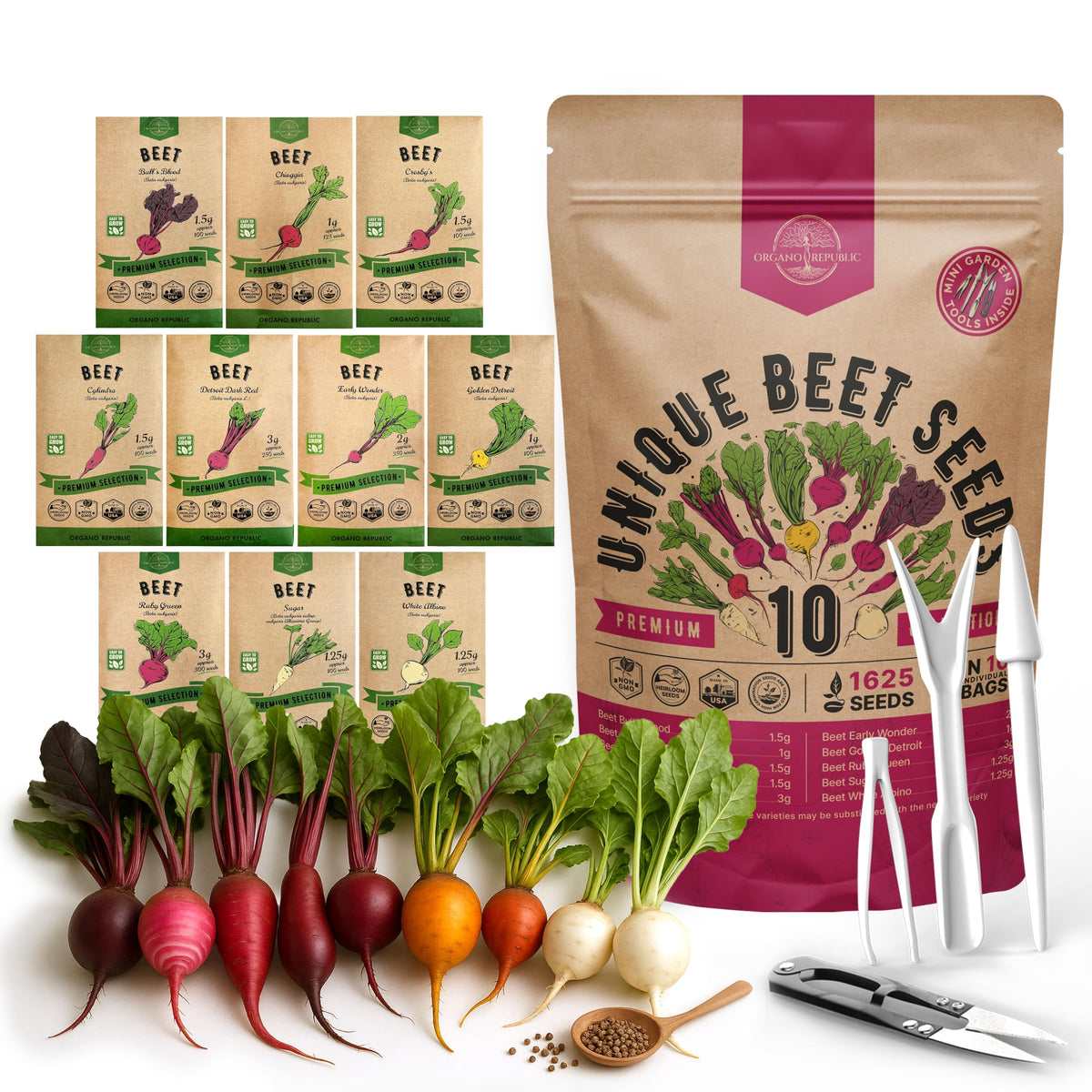 Organo Republic 10-rare beet seeds pack bag enables indoor and outdoor gardening.