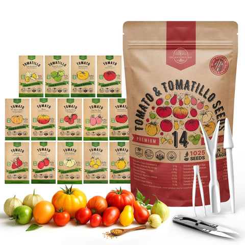 Organo Republic seed pack display shows 14 rare varieties for home gardening.