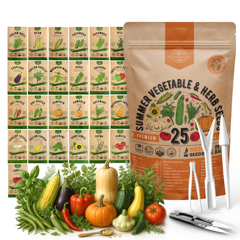Organo Republic seed pack cover showcasing 25 summer varieties for vibrant home gardens