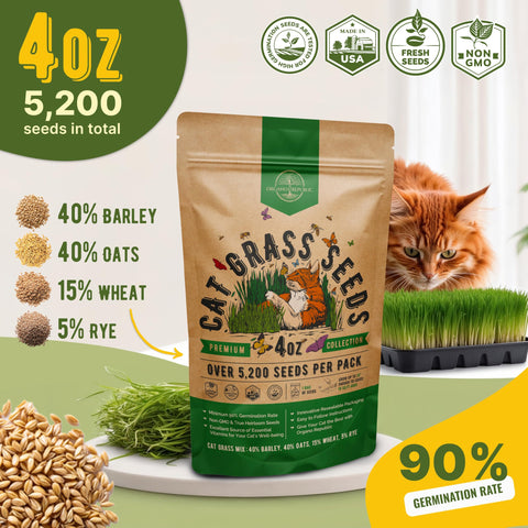 Organo Republic Cat Grass Seeds Mix Barley-Oats-Wheat-Rye blend for indoor pets
