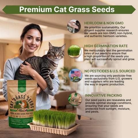 Organo Republic cat grass seeds mix sunlight use, promotes healthy growth indoors.