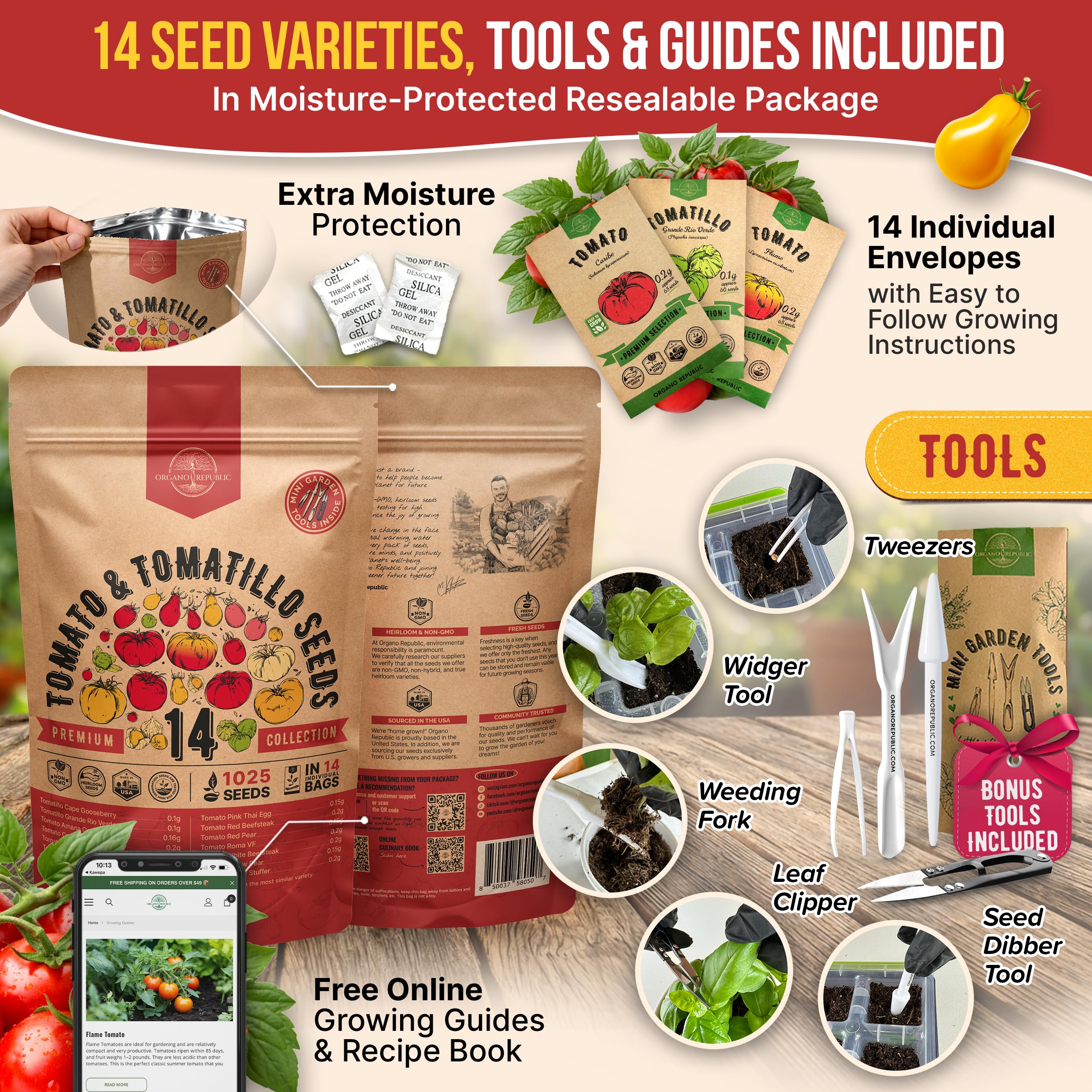 Organo Republic craft seed packets inside the bag help organized planting.