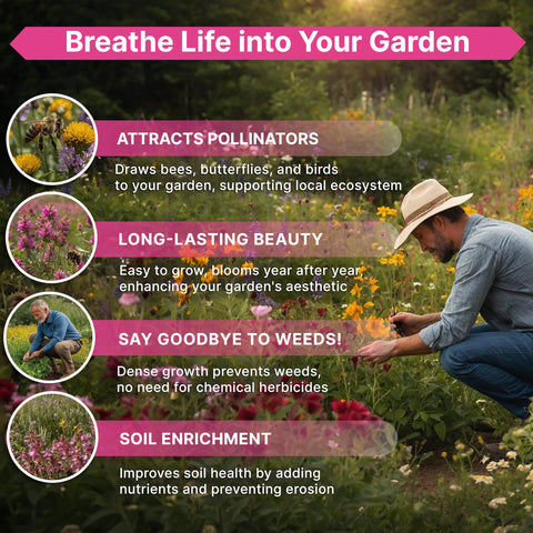 Organo Republic heirloom non-GMO wildflower seeds for vibrant outdoor borders