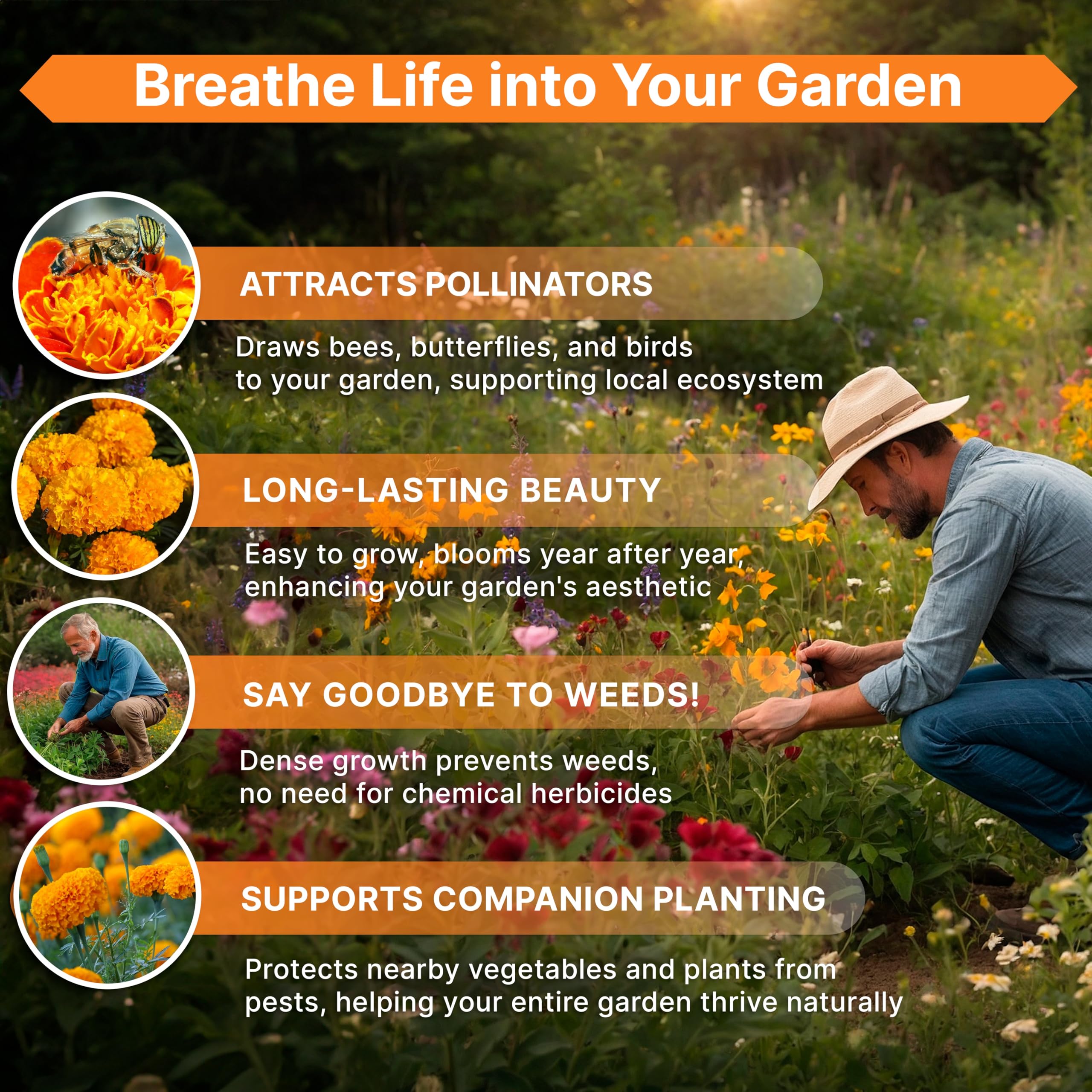 Organo Republic marigold seeds US-sourced from trusted domestic suppliers for quality assurance.