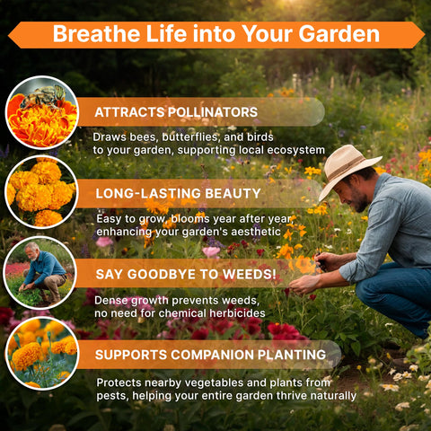 Organo Republic marigold seeds US-sourced from trusted domestic suppliers for quality assurance.