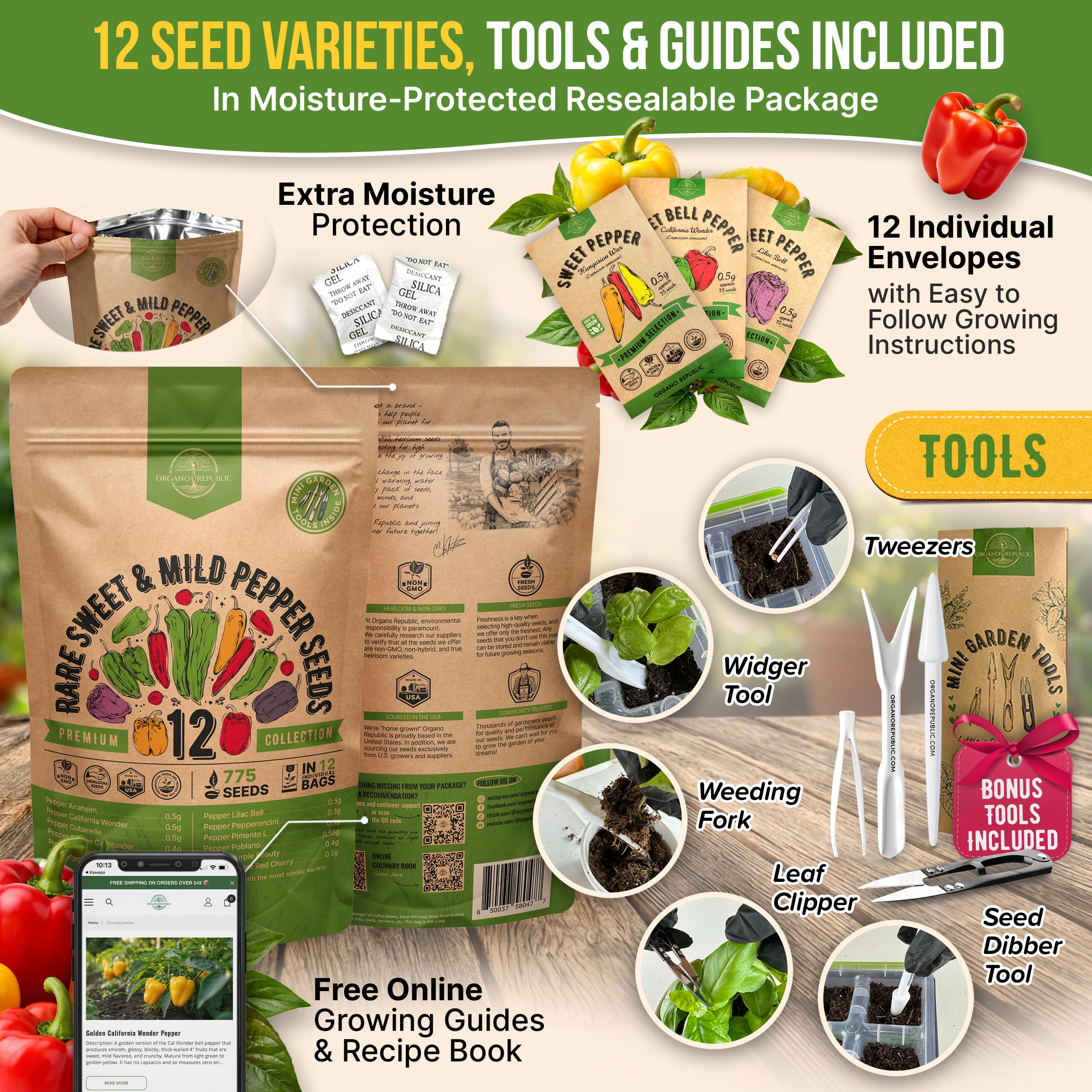 Organo Republic Pepper Anaheim seed catalog supports versatile home cooking.