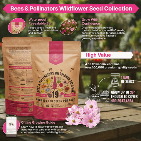 Organo Republic resealable 4oz seed packet with QR code for easy storage and growing guides