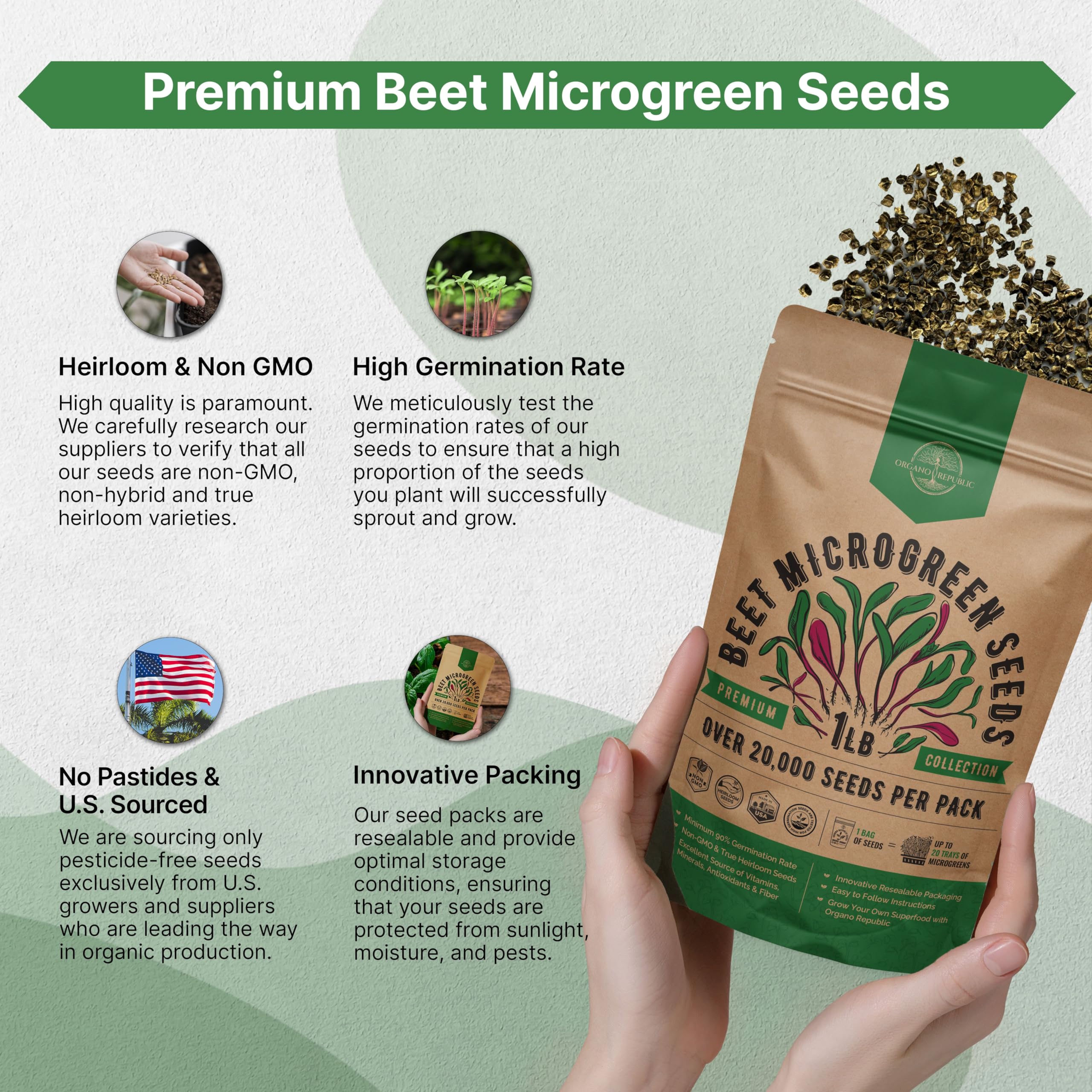 Organo Republic resealable 1lb beet seed bag keeps seeds fresh