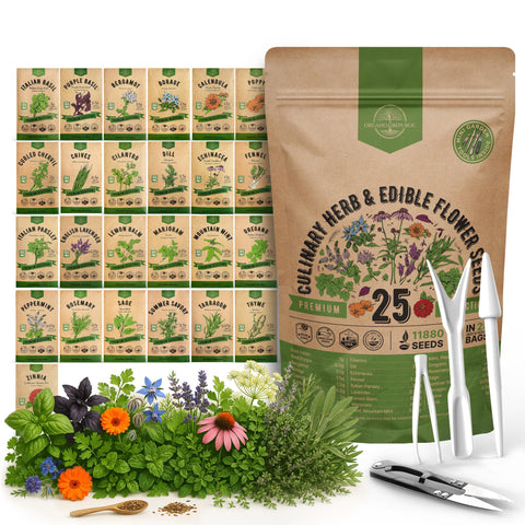Organo Republic seed pack cover with 25 culinary herb seeds for your home garden.
