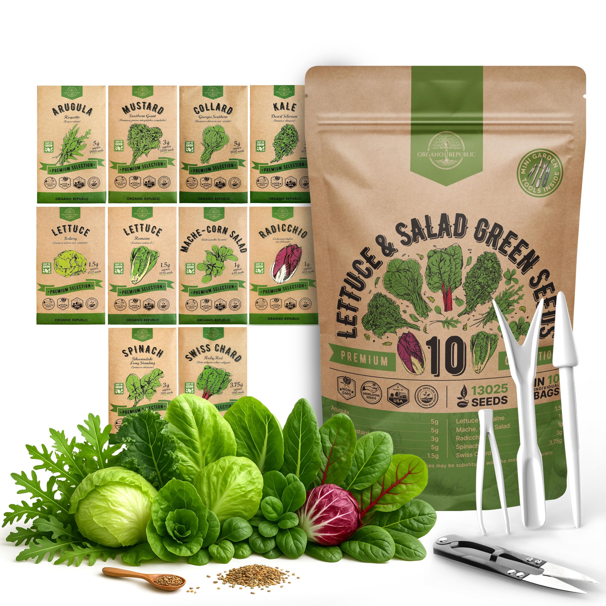 Organo Republic seed pack inside a resealable bag for easy storage and access