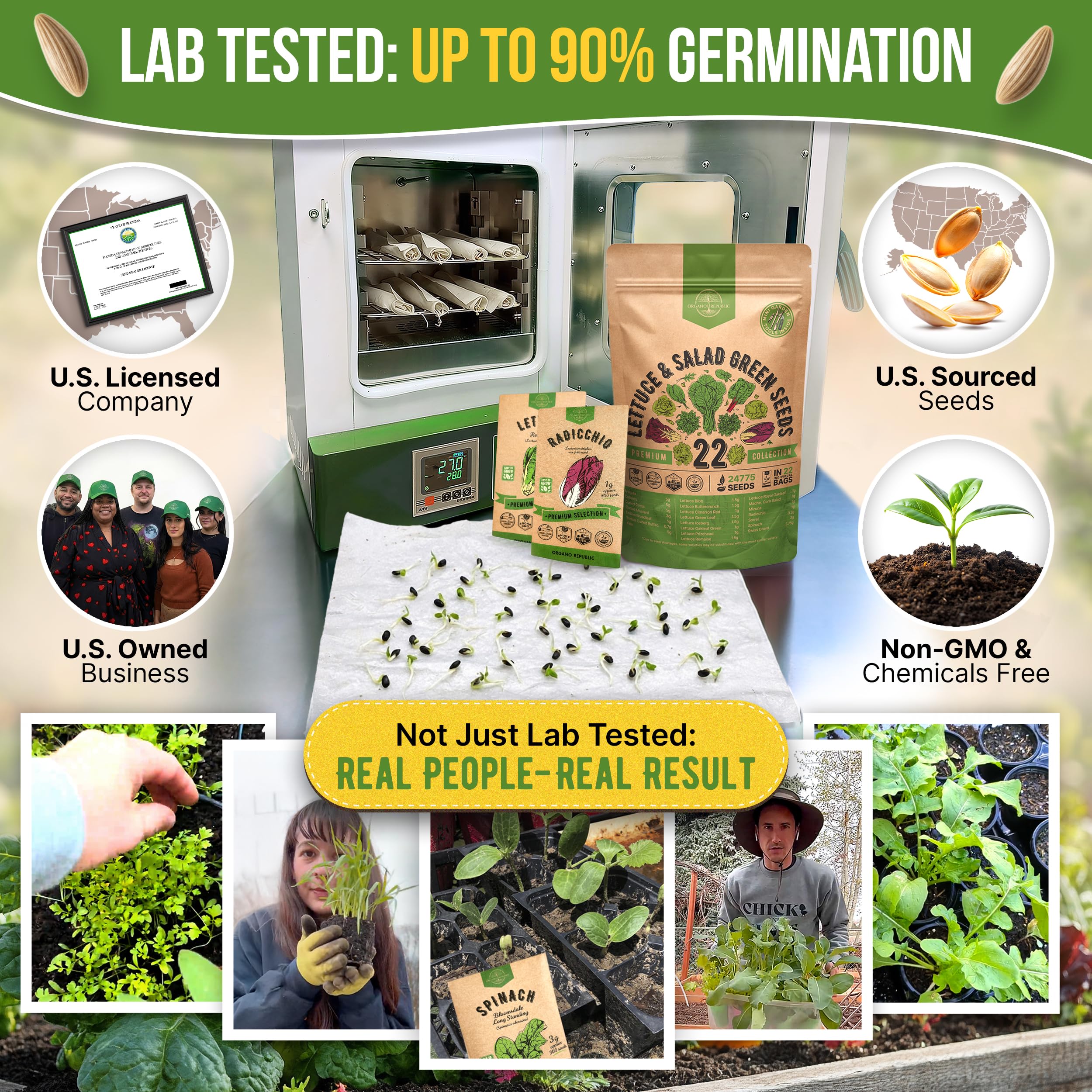 Organo Republic seed packets inside waterproof bag keep seeds organized and fresh.