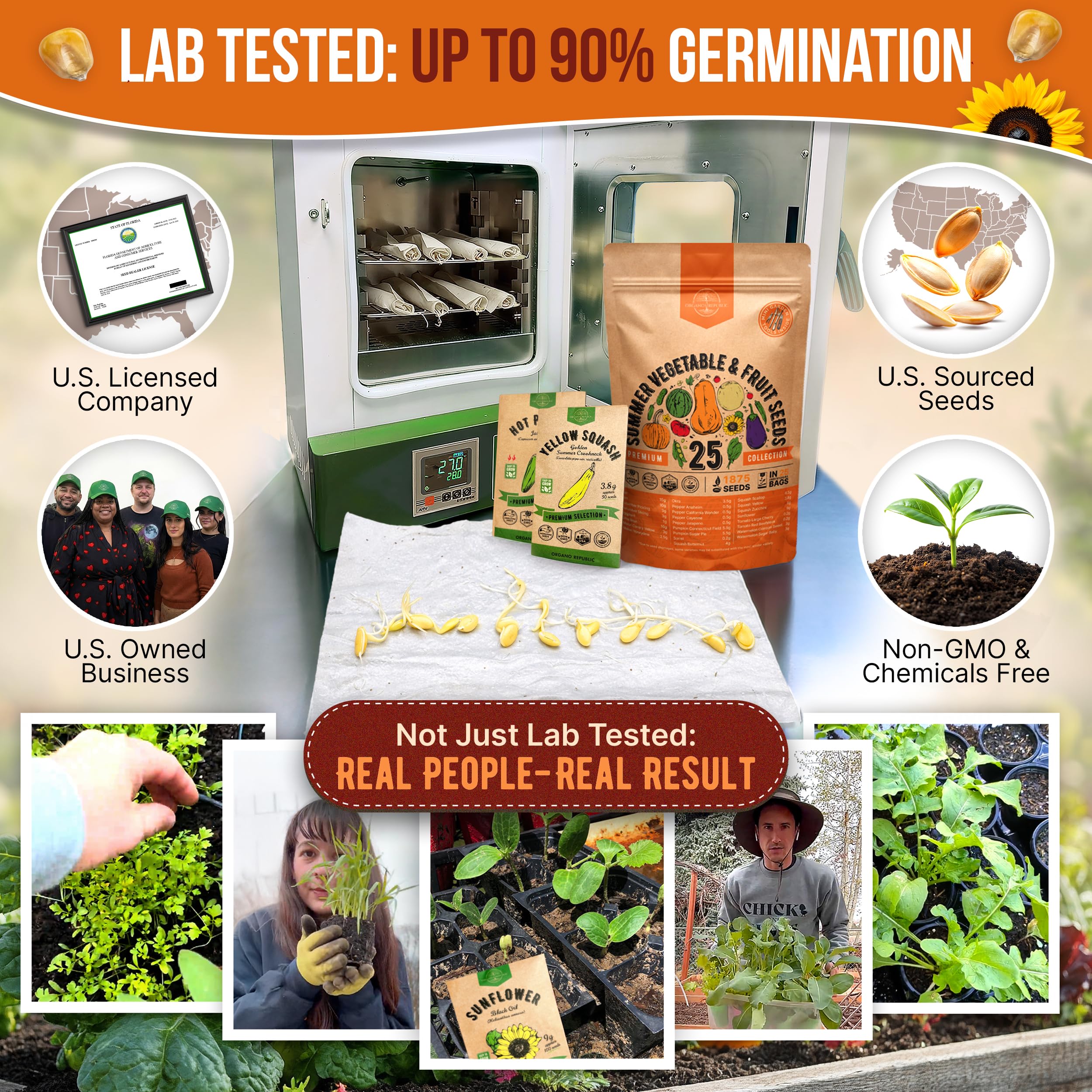 Organo Republic seed packets inside a waterproof bag for indoor or outdoor sowing
