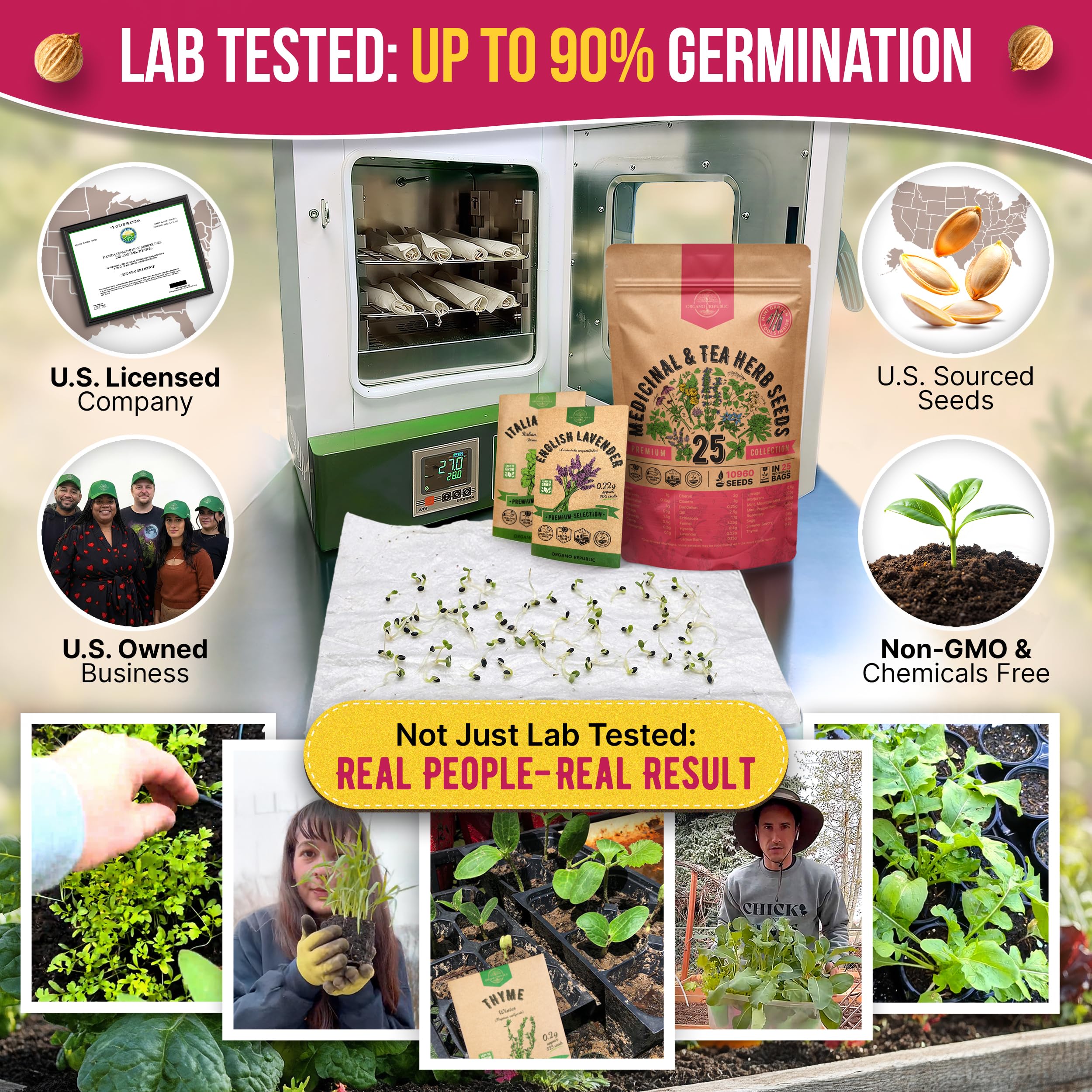 Organo Republic seed packets with QR guides for growing tips