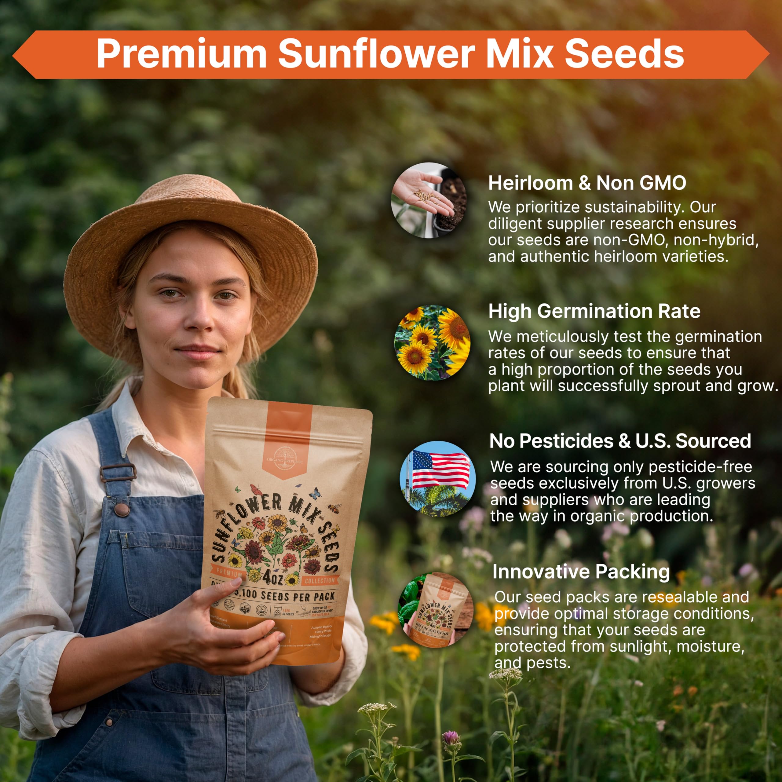 Organo Republic sunflower mix ready for indoor or outdoor planting