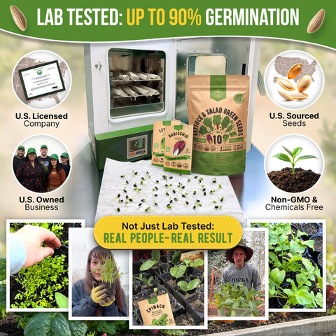 Organo Republic ten heirloom seed packets with arugula kale spinach and lettuce