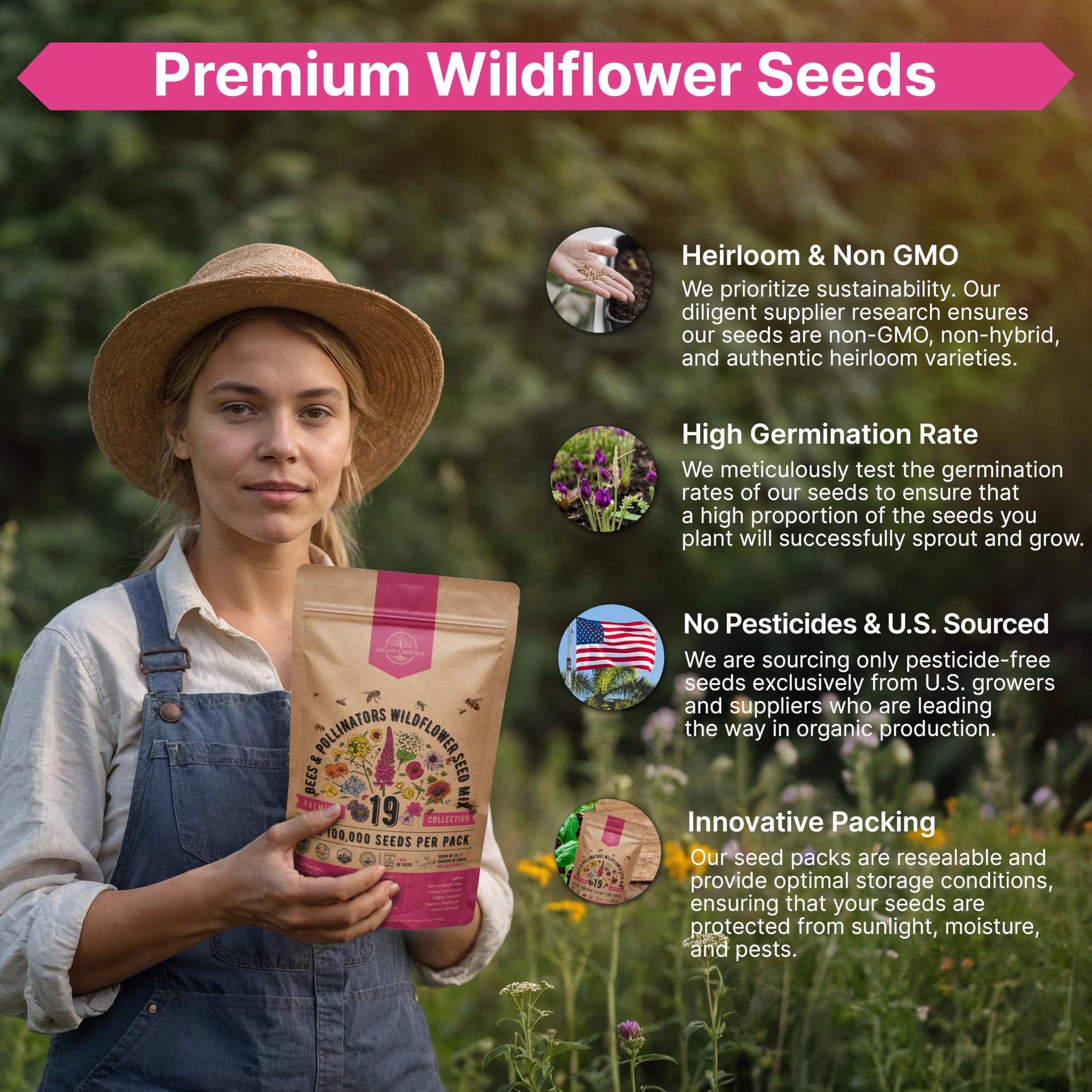 Organo Republic USA-made seeds from a family-owned business ensuring reliable germination