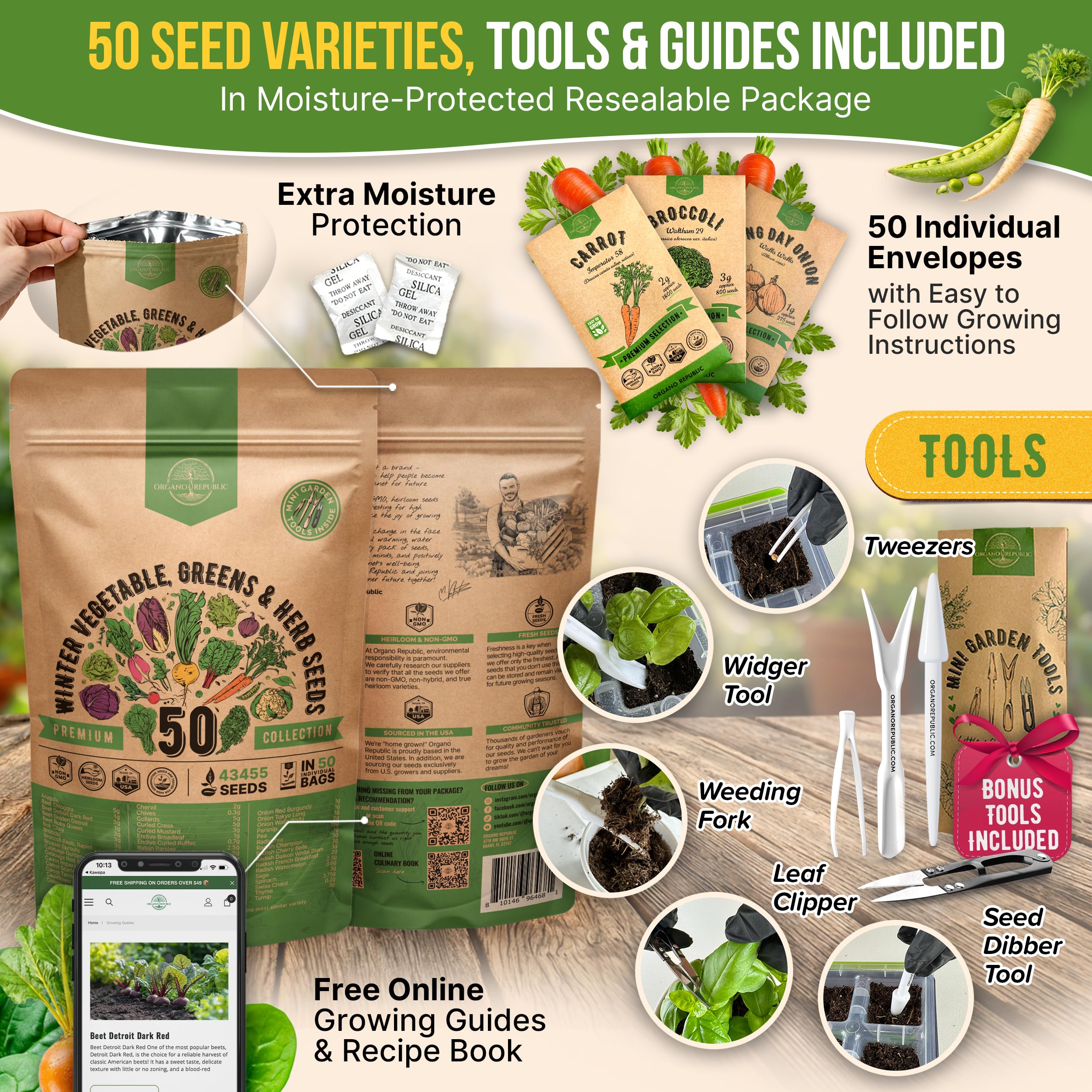 Organo Republic waterproof seed bag protects seeds and preserves viability
